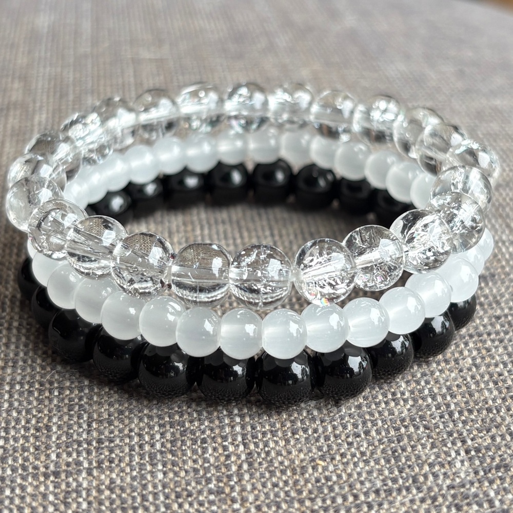 Glass Beaded Stretch Boho Bracelets  - Set of 3
